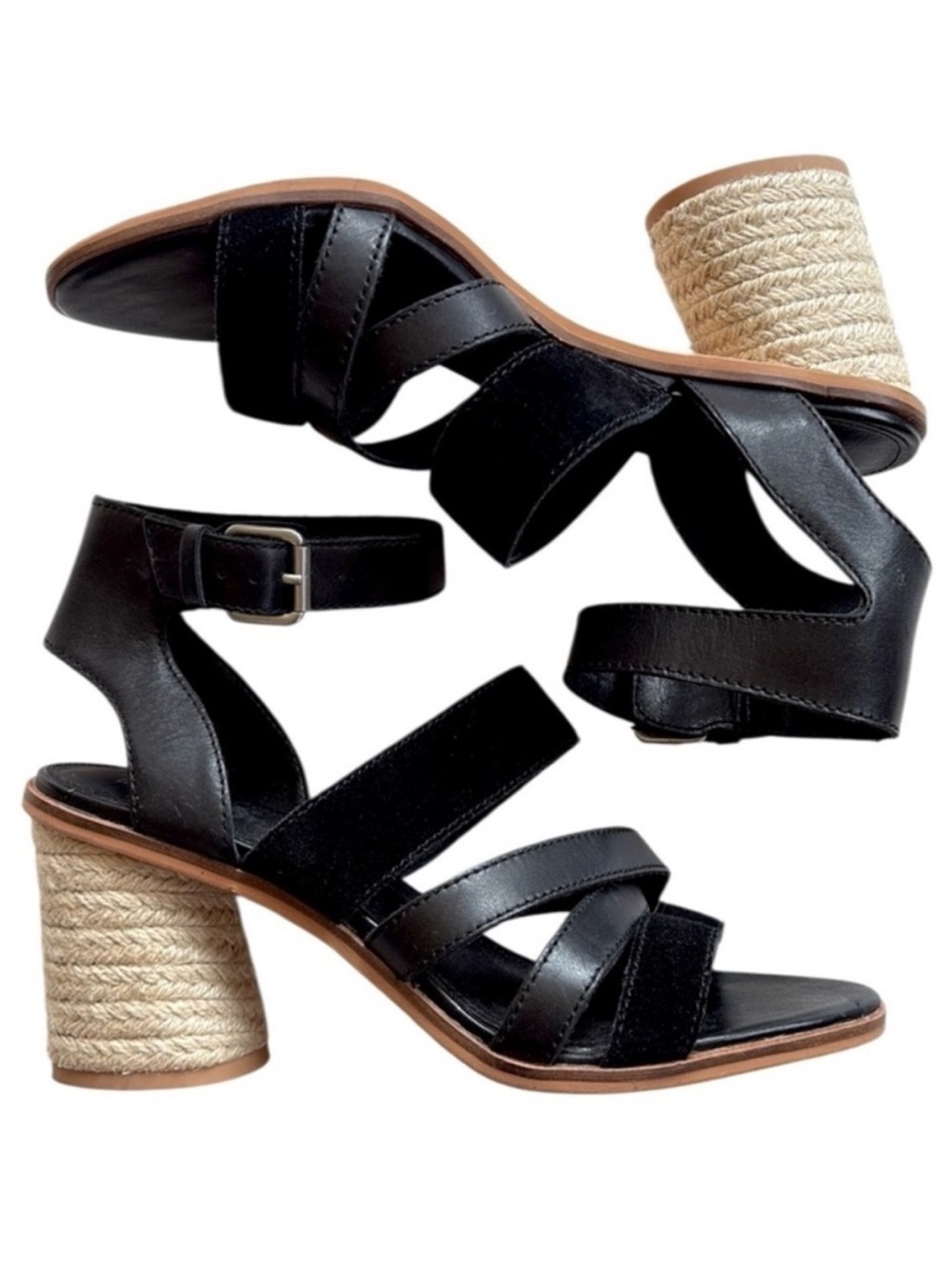 Frye Leather Heeled Sandals Black Size 8.5 EUC
